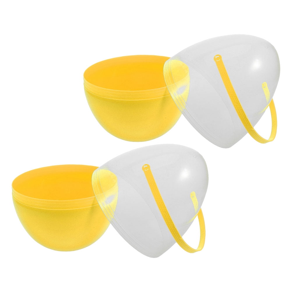 HONMEET 25cm Yellow Fillable Plastic Easter Egg with Handle for Storage and Fun Surprises at Events