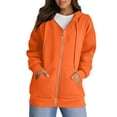 thumbnail image 3 of Inglocry Zip Up Hoodie Women Y2k Oversized Sweatshirt Casual Long Sleeve Jacket Lightweight Fall Winter Fashion Hoodies Clothes with Pockets Saffron M, 3 of 5