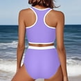 thumbnail image 5 of pstuiky Swim Suit, Women High Waisted Bikini Set with Chest Cushion and Lining Two Piece Swimsuit Sports Swimwear for Women Comfortable and Supportive Design Women Swimsuits Purple XL, 5 of 9