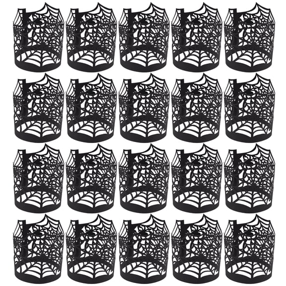 LAMIRO 50pcs Spiderweb Decorations Black Candle Wraps Paper