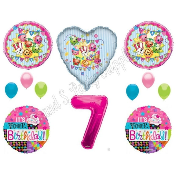 XL SHOPKINS 7th Happy Birthday Party Balloons Decoration Cupcake Seventh Cookie