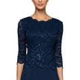 thumbnail image 3 of Alex Evenings Women's Tea Length Sequin Lace Mock Dress, 12P Navy, 3 of 3