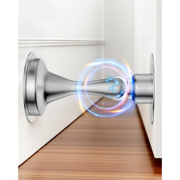 Door Stoppers Magnetic Door Catch - 2 Pack Stainless Steel Heavy Duty Door Holder Stops for Bottom Top of Door - Wall Floor Mounting No Drill Adhesive & Screws Strong Magnet Keep Door Open