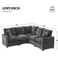 thumbnail image 2 of 84" Sectional Couches for Living Room, Modern Convertible Upholstered Comfy Sleeper Sofa with Ottoman 2 Pillows, Sofa Sectionals for Living Room, Apartment, Office, Black, 2 of 12