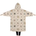 thumbnail image 2 of Oversized Wearable Blanket Hoodie,Beige Sun Moon Star Comet Pattern Sherpa Blanket Hoodie with Super Pockets,Super Warm Fuzzy Pullover for Women & Men, 2 of 6
