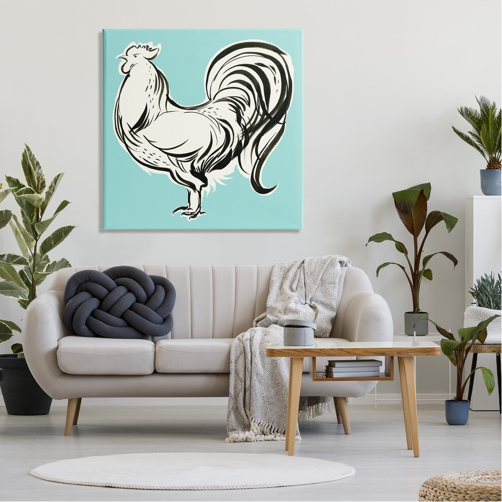 Stupell Industries Modern Rooster Drawing Animals & Insects Painting Gallery Wrapped Canvas Print Wall Art, 36 x 36