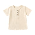 thumbnail image 2 of YUNAFFT T-shirt Décontracté Garçons Filles Col Rond Froissé Boutonné Style Décontracté à la Mode, 2 of 4