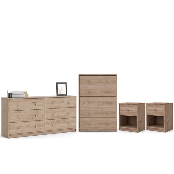 Home Square 4 Piece Contemporary Bedroom Furniture Set Oak Jackson Hickory