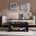 thumbnail image 4 of Alden Design Modern 39" Wood Lift Top Coffee Table with Lower Shelf for Living room, Black, 4 of 10
