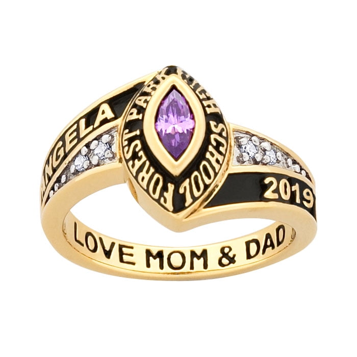 Freestyle Class Rings Personalized Women's 10KT Gold Marquise