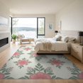thumbnail image 3 of ODIKA 9'x12' Washable Area Rug Boho Delicate Botanical Scattered Motifs Shaggy Look Pink Solid Refined for Great Room, Indoor Concept, Large Living Low Pile, Flatwoven, 3 of 7