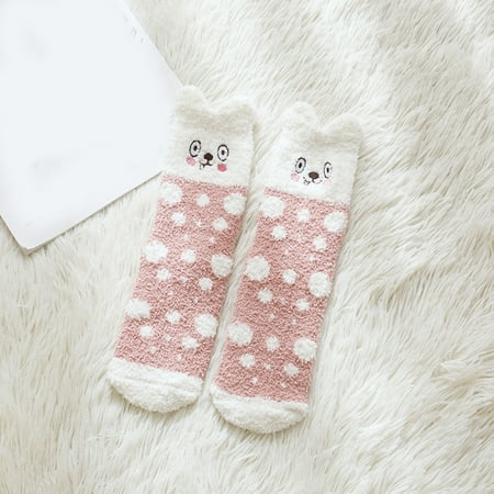

4 pair Women Coral Fleece Socks Winter Cute Fleece Thick Floor Socks Adult Home Socks Color Random