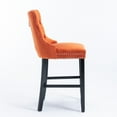 thumbnail image 5 of Orange Velvet Barstools - Set of 2, Button-Tufted Modern Bar Chairs with Wood Legs &amp; Nailhead Trim, 40" High, for Kitchen &amp; Home Bar, 5 of 18