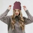 thumbnail image 3 of Daily Knited Plain Beanie - Stay Warm Stylish Stretchy Soft Beanie Hats for Men and Women, 12 inch, Heather Cardinal, 3 of 7
