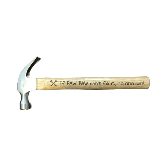 PrecisionNC Grandpa Gifts If Paw Paw can't fix it no one can Engraved Wood Handle 16 oz Claw Hammer Fathers Day Birthday Gifts