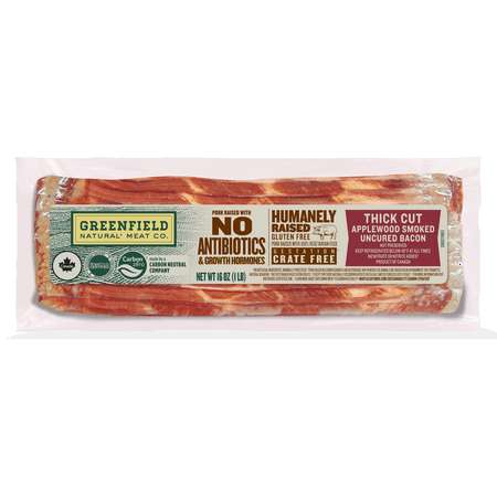 Greenfield, Raised Without Antibiotics & Hormones, Uncured, Thick Cut Strips, Smoked Bacon, 16 oz