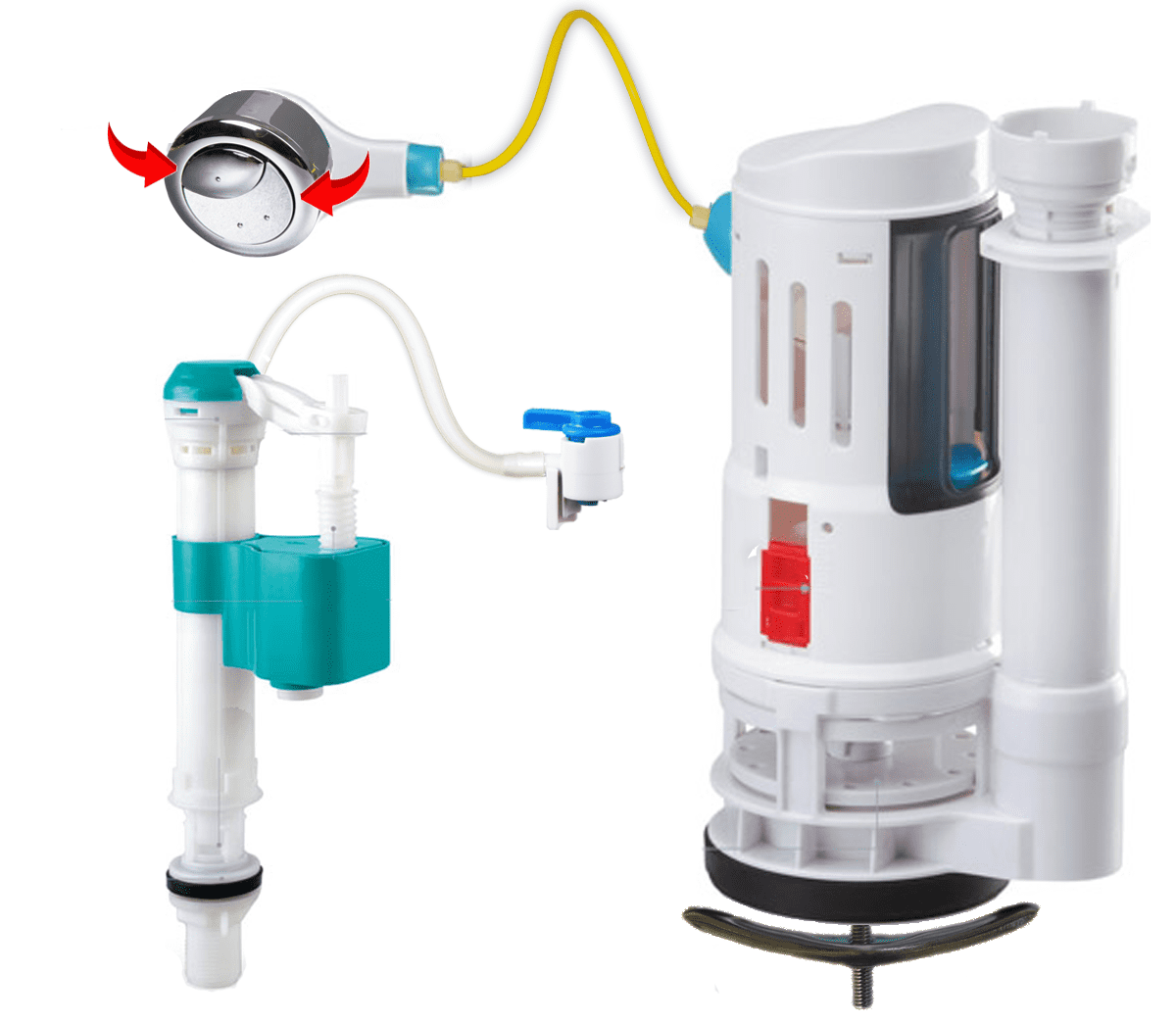 FlushSaver PUSH BUTTON EUROSTYLE DualFlush Deluxe DIY Conversion Kit