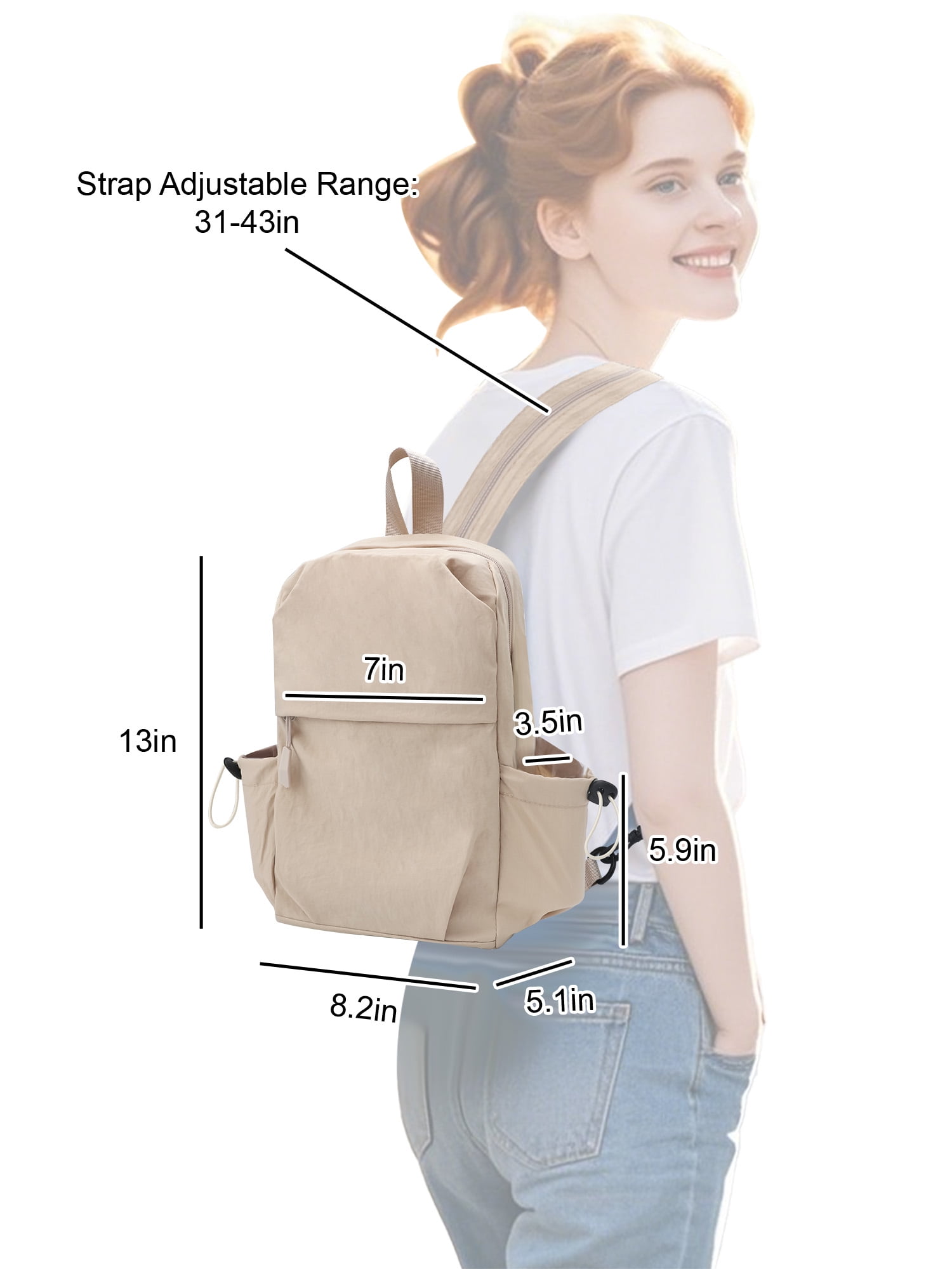 Mini Backpack Lightweight Nylon Daypack City Pack Versatile Ladies Backpack GOLF SUPAGS 10L Mini Backpack Lightweight Nylon Daypack for  main image 2