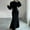 Black, variant on Qulqfy Long Sleeve Wedding Dresses for Women Maxi Black Turtleneck Fashion Bodycon Mesh Dresses Dresses for Women L