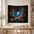 thumbnail image 5 of Ancient Forest Trees Framing Cosmic Nebula and Full Moon, Mystical Celestial for Astronomy Lovers, Fantasy Space Wall Art, Housewarming Gift, Tapestry Wall Hanging for Bedroom and Living Room, 5 of 7