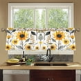 thumbnail image 4 of Yayeee Kitchen Curtains Tier Set of 2 Light Filtering 57"x36" Over Sink Window Panels, White Watercolor Sunflowers, 4 of 7