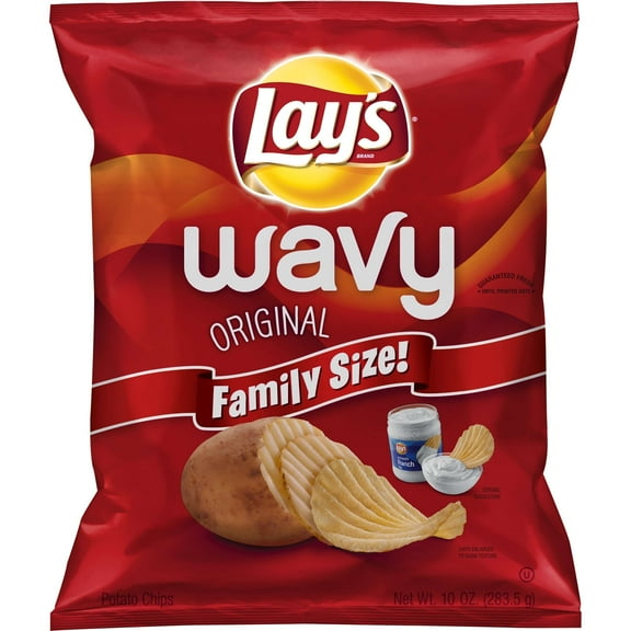 Lay's Wavy Original Potato Chips Family Size, 10 Oz.
