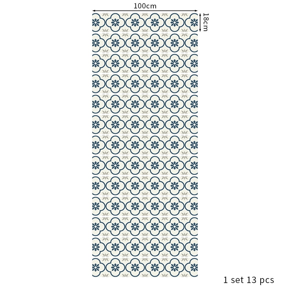 13PCS Moroccan Style Self-Adhesive Stair Riser Decals, Peel and Stick Staircase Stickers 39.37“x7.09” Vinyl Stickers Staircase Murals Decor for Steps