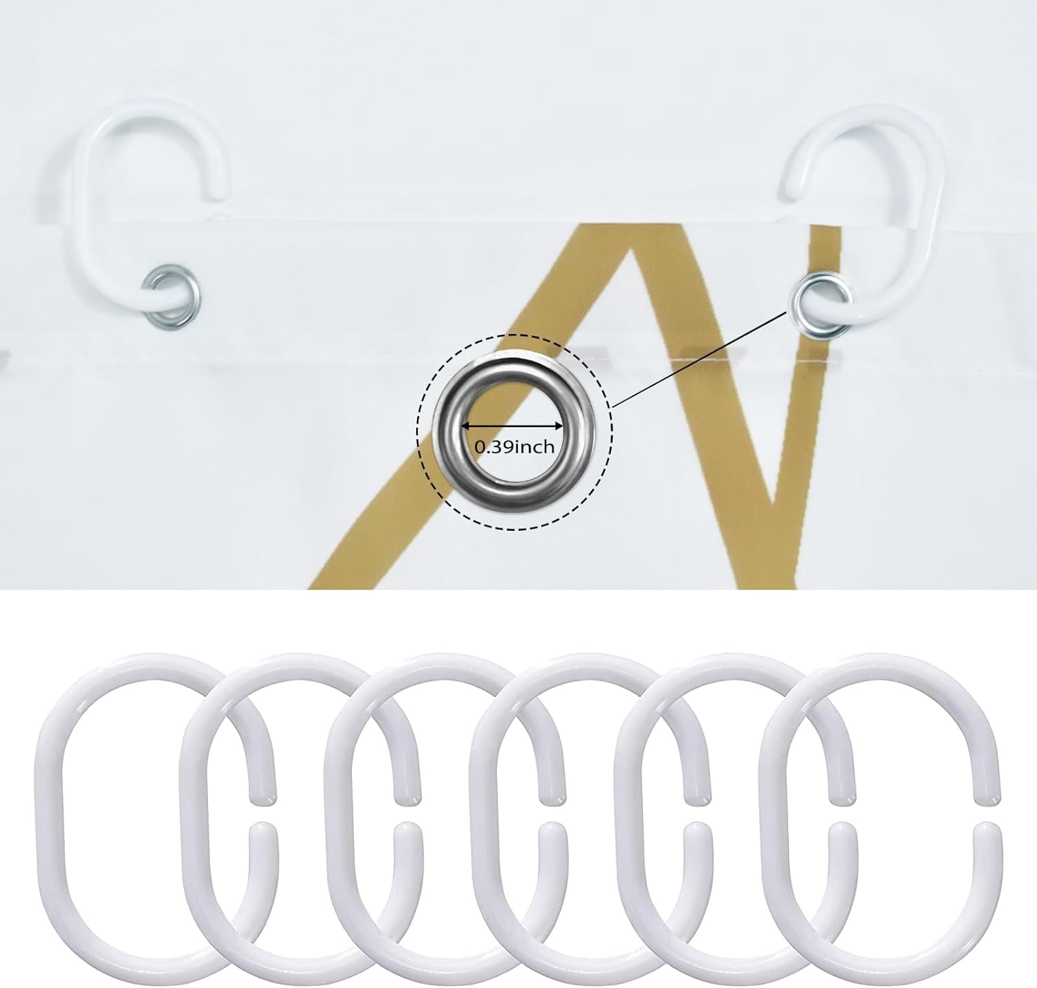 Gold Light Brown and White Striped Wavy Line Fabric Shower Curtain for Bathroom with Hooks, Shower Curtain Set Stripe Bath Curtains Decor Weighted Hem Washable, 72x72