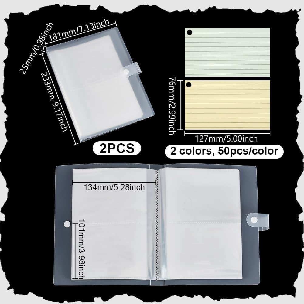 Plastic Storage Album Note Book with Rectangle Ruled Index Cards Mixed Color 233x181x25mm