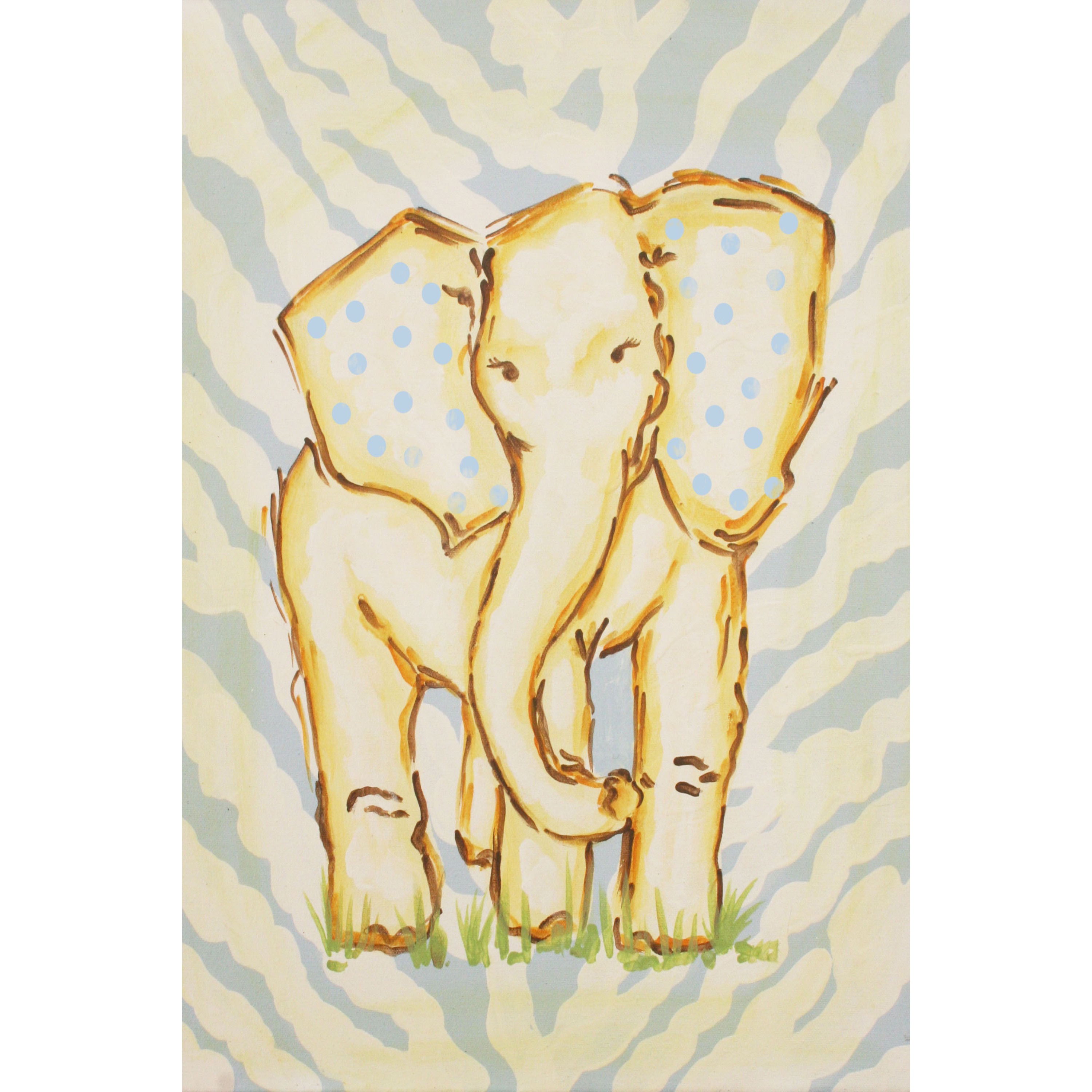 Marmont Hill "Yellow Elephant" by Reesa Qualia Painting Print on Wrapped Canvas