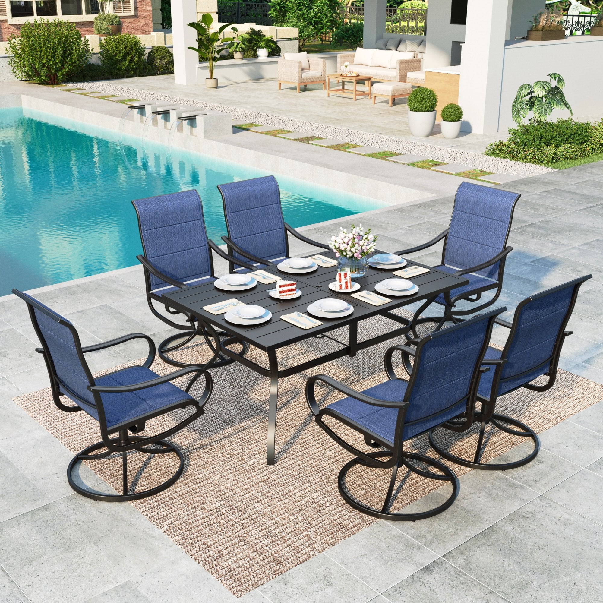Summit Living 6-Piece High-Back Swivel Outdoor Dining Chairs