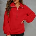 thumbnail image 3 of Homgro Women's Quarter-zip Pullover Sweater Long Sleeve Zip Up Winter Warm Tops Red Small, 3 of 5