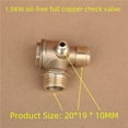 thumbnail image 4 of Oil-Free Piston Air Compressor Accessory: Pure Copper Check Valve with One-Way Flow, 3-Way Brass Fitting (1/2" x 3/4" US Standard x 1/8" Female Thread) for Compact Direct-Drive Mini Air Pump Systems,, 4 of 5