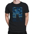 thumbnail image 2 of Starry Night Cats Fantasy Art Men's T-shirt, 2 of 3