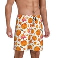 thumbnail image 2 of Kdxio Orange Autumn Leaves Print Mens Sleep Shorts Bottoms Soft Comfy Pajama Wear Pants with Drawstring Pockets, 2 of 5