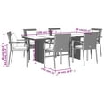 thumbnail image 2 of vidaXL 7 Piece Patio Dining Set with Cushions Black Poly Rattan, 2 of 7