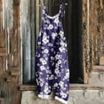 thumbnail image 2 of Sexlip Women's Floral Print Overalls Pants Adjustable Straps Lightweight Fabric Stylish Design Vacation Daily Outfit Purple XXL, 2 of 5