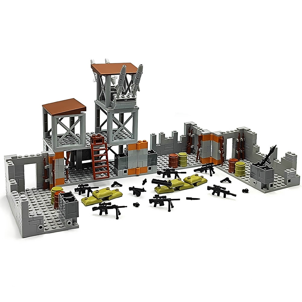 Military Base Building Brick Set for Army Minifigure War Accessories, Defence Base Guard Tower Battle Accessories Building Block Toy for Kids 8 10 12 14 Years