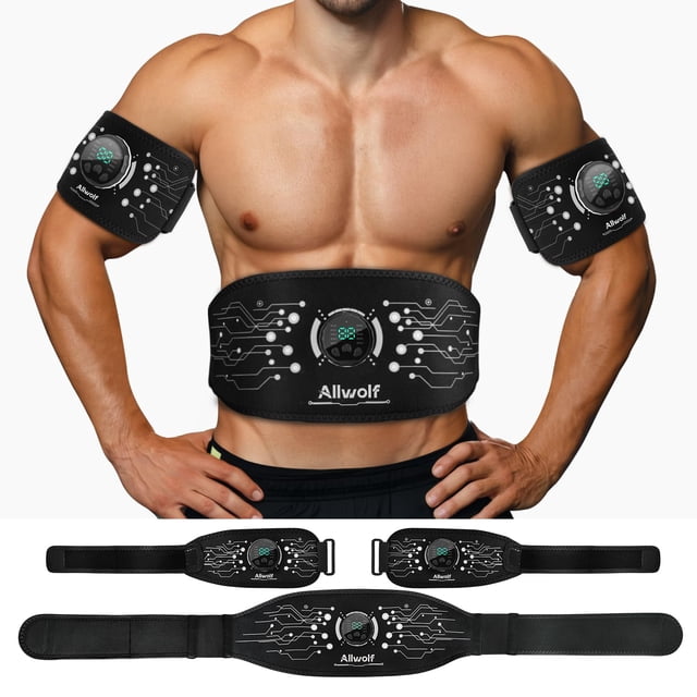 Cinturón tonificador muscular abdominal Allwolf, negro