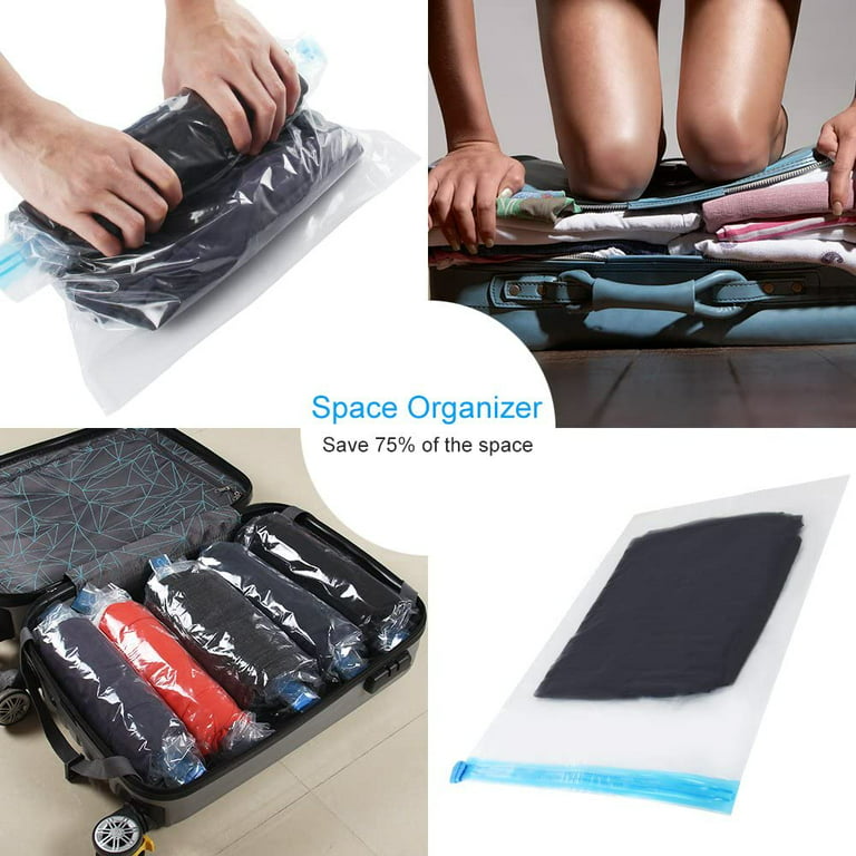 10Pack Travel Space Saver Bags (4 x S, 3 x L, 3 xL), Reusable KFYM Vacuum  Travel Storage Bag, Saves 75% of Storage Space, Roll-Up Compression, No  Need