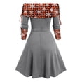 thumbnail image 3 of Vestidos de Navidad Para Mujer Moda Otoño Impresión Causal Fuera Del Hombro Botón Manga Larga Vestido de Vacaciones Odeerbi ODB196747, 3 of 4