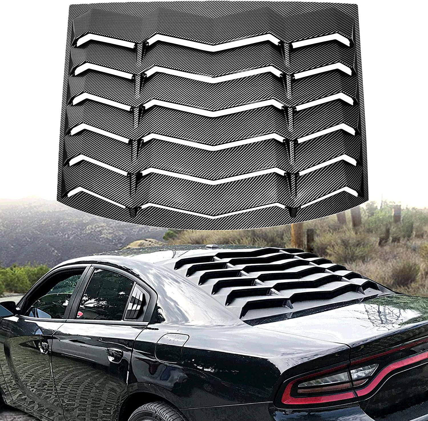 Side Window Louver Windshield Sunshade Cover ABS Matte Black in Lambo GT Style for Dodge Charger 2011-2020 
