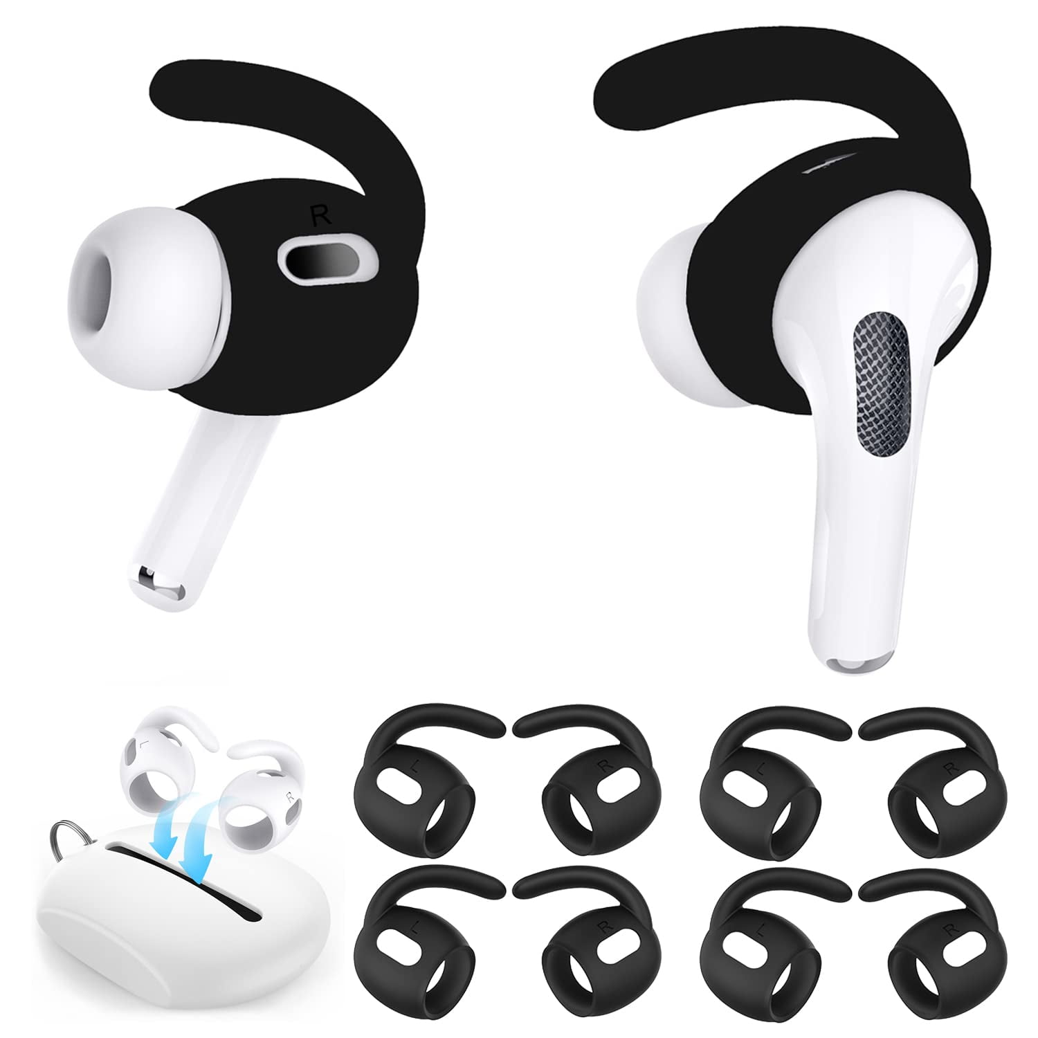 Luckvan Replacement for AirPods Pro2 Ear Tips Anti Slip Silicone Earbuds Cover for AirPods Pro2 Accessory Wing Tips Black 4 Pairs - Walmart.com