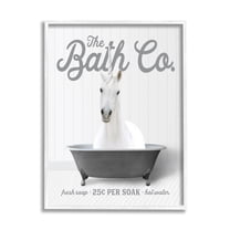 Stupell Industries Unicorn in Bathtub Animals & Insects Painting White Framed Art Print Wall Art, 11 x 14