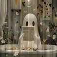 thumbnail image 3 of Cortina Ducha Lindo Dibujos Animados Fantasmas Set Halloween Lavible Baño Poliéster Tela Espeluznante Con Ganchos para Decoraciones, 3 of 9