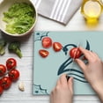 thumbnail image 3 of Swan Cutting Board, Digital Monochrome Swan Shaped Illustration with Curves and Heart Shape Fauna, Decorative Tempered Glass Cutting and Serving Board, Large Size, White Teal, by Ambesonne, 3 of 5