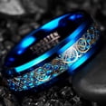thumbnail image 3 of 8mm Mens Celtic Dragon Tungsten Ring Blue Gold Wedding Engagement Band Beveled Edge Size 5-14, 3 of 4