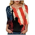 thumbnail image 4 of GEWSEY 4Th of July Shirts Women 3/4 Sleeve Crewneck Cute Shirts Casual Print T Shirt (Watermelon Red, XXL), 4 of 8