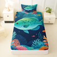 thumbnail image 3 of jejeloiu Cartoon Tropical Fish Twin Sheets,Watercolor Coral Seabed Bedding For Boys,Teal Navy Blue,3pcs,1 Fitted Sheet and 1 Pillowcase, 3 of 6