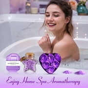 Aofmee Birthday Gifts Baskets for Women, 7 Pcs Lavender Relaxing Bath Gift Sets, Beauty Birthday Gift for Her, Purple